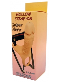 Телесный полый страпон на ремешках - 16,5 см. - Boys of Toys - купить с доставкой в Майкопе