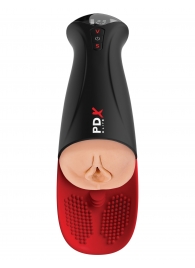 Телесный мастурбатор-вагина в черной колбе с вибрацией Fuck-O-Matic Pro XL - Pipedream - в Майкопе купить с доставкой