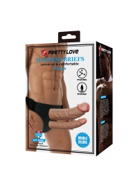 Темно-бежевый фаллопротез для двойного проникновения - 17,5 см. - Baile - купить с доставкой в Майкопе