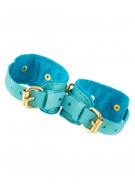 Голубые двуслойные кожаные оковы - Pecado - купить с доставкой в Майкопе
