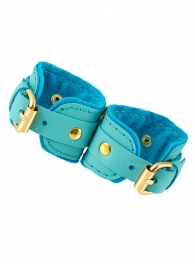 Голубые двуслойные кожаные наручники-браслеты - Pecado - купить с доставкой в Майкопе