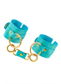 Голубые однослойные кожаные наручники - Pecado - купить с доставкой в Майкопе