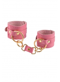 Розовые однослойные кожаные наручники - Pecado - купить с доставкой в Майкопе