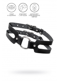 Черный кожаный чокер-ошейник из двух ремешков - Pecado - купить с доставкой в Майкопе