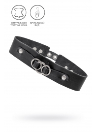 Черный чокер-ошейник со связанными кольцами на подложке - Pecado - купить с доставкой в Майкопе