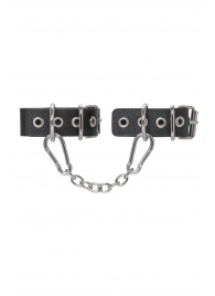 Черные кожаные наручники-браслеты из одного ремешка с люверсами - Pecado - купить с доставкой в Майкопе