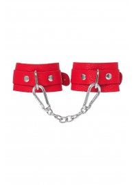 Красные кожаные наручники-браслеты со скруглёнными углами - Pecado - купить с доставкой в Майкопе