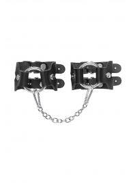 Черные кожаные наручники-браслеты из двух ремешков - Pecado - купить с доставкой в Майкопе