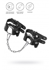 Черные кожаные наручники-браслеты из двух ремешков - Pecado - купить с доставкой в Майкопе