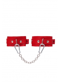 Красные кожаные узкие оковы со скруглёнными углами - Pecado - купить с доставкой в Майкопе