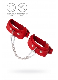 Красные кожаные узкие оковы со скруглёнными углами - Pecado - купить с доставкой в Майкопе
