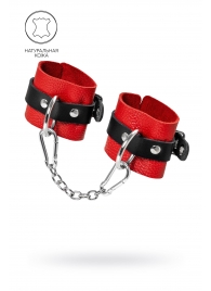 Красно-черные мягкие наручники с одним ремешком с люверсами - Pecado - купить с доставкой в Майкопе