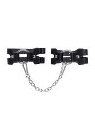 Черные кожаные оковы из двух ремешков - Pecado - купить с доставкой в Майкопе