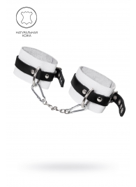 Бело-черные мягкие оковы с одним ремешком и люверсами - Pecado - купить с доставкой в Майкопе