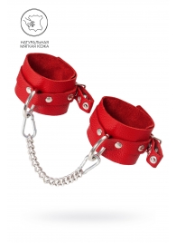 Красные мягкие кожаные оковы с люверсами - Pecado - купить с доставкой в Майкопе