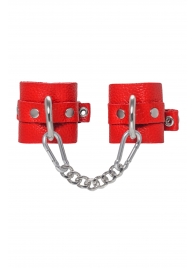 Красные мягкие кожаные наручники с люверсами - Pecado - купить с доставкой в Майкопе