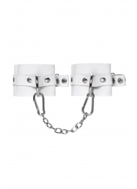 Белые мягкие кожаные наручники с люверсами - Pecado - купить с доставкой в Майкопе