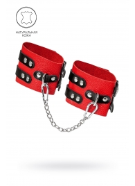 Красно-черные мягкие оковы с двумя ремешками с люверсами - Pecado - купить с доставкой в Майкопе