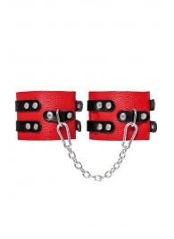 Красно-черные мягкие оковы с двумя ремешками с люверсами - Pecado - купить с доставкой в Майкопе
