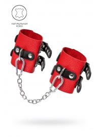 Красно-черные мягкие наручники с двумя ремешками с люверсами - Pecado - купить с доставкой в Майкопе