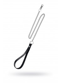 Поводок с ручкой из черной натуральной кожи и карабином для ошейника - Pecado - купить с доставкой в Майкопе