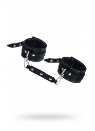 Черные двухслойные кожаные оковы с белой строчкой - Pecado - купить с доставкой в Майкопе