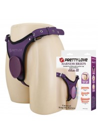 Фиолетовые трусики харнесс с платформой Caludio III - Baile - купить с доставкой в Майкопе