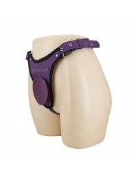 Фиолетовые трусики харнесс с платформой Caludio III - Baile - купить с доставкой в Майкопе