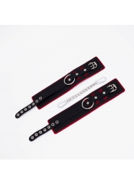 Черно-красные оковы с красной строчкой Sex - Crazy Handmade - купить с доставкой в Майкопе