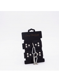 Черные кожаные наручники с регулируемыми ремешками - Crazy Handmade - купить с доставкой в Майкопе