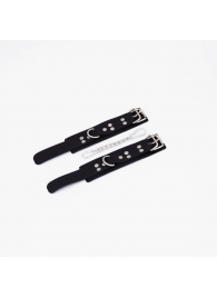 Черные кожаные наручники с регулируемыми ремешками - Crazy Handmade - купить с доставкой в Майкопе