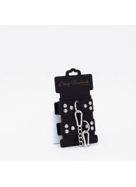 Черные кожаные оковы с регулируемыми ремешками - Crazy Handmade - купить с доставкой в Майкопе