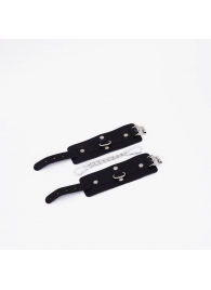 Черные кожаные наручники с хромированной фурнитурой - Crazy Handmade - купить с доставкой в Майкопе