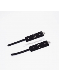 Черные кожаные оковы с хромированной фурнитурой - Crazy Handmade - купить с доставкой в Майкопе