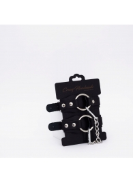 Черные кожаные оковы с кольцом - Crazy Handmade - купить с доставкой в Майкопе