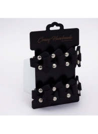 Черные кожаные наручники из звеньев - Crazy Handmade - купить с доставкой в Майкопе