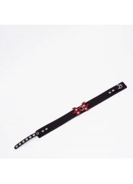 Черный ошейник с красным декором и строчкой - Crazy Handmade - купить с доставкой в Майкопе