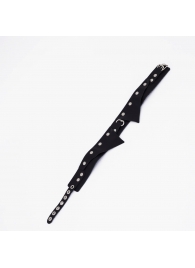 Черный однослойный кожаный ошейник с имитацией воротничка - Crazy Handmade - купить с доставкой в Майкопе