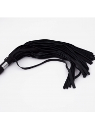 Черный кожаный флоггер со стальной ручкой - 45 см. - Crazy Handmade - купить с доставкой в Майкопе