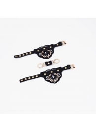 Черные наручники с золотистой фурнитурой - Crazy Handmade - купить с доставкой в Майкопе