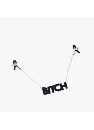Зажимы на соски с кожаной подвеской Bitch - Crazy Handmade - купить с доставкой в Майкопе