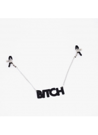 Зажимы на соски с кожаной подвеской Bitch - Crazy Handmade - купить с доставкой в Майкопе