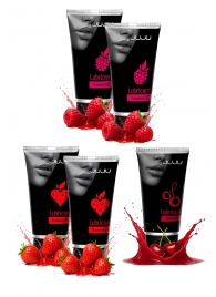Набор из 5 съедобных лубрикантов JUJU (клубника х 2, малина х 2, вишня) - JuJu - купить с доставкой в Майкопе
