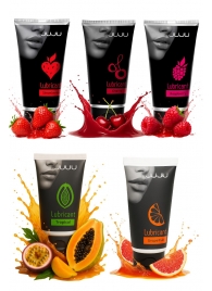 Набор из 5 съедобных лубрикантов JUJU (клубника, малина, тропические фрукты, вишня, грейпфрут) - JuJu - купить с доставкой в Майкопе