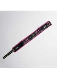 Черно-розовый ошейник с золотистой фурнитурой - Crazy Handmade - купить с доставкой в Майкопе