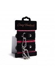 Черно-розовые скругленные наручники с мягкой подкладкой - Crazy Handmade - купить с доставкой в Майкопе