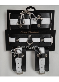 Набор фиксаторов из черной и белой натуральной кожи - Crazy Handmade - купить с доставкой в Майкопе
