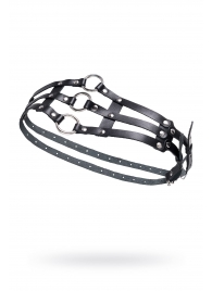 Черный кожаный пояс с кольцами - Pecado - купить с доставкой в Майкопе