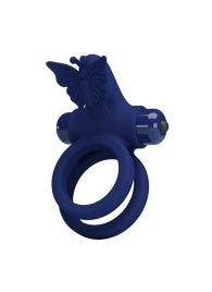 Синее эрекционное кольцо с вибростимуляцией клитора - Baile - в Майкопе купить с доставкой