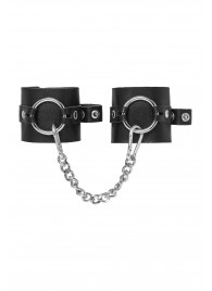 Черные наручники из толстой натуральной кожи с люверсами - Pecado - купить с доставкой в Майкопе